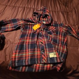 Young la flannel hoodie xl nwt red/navy